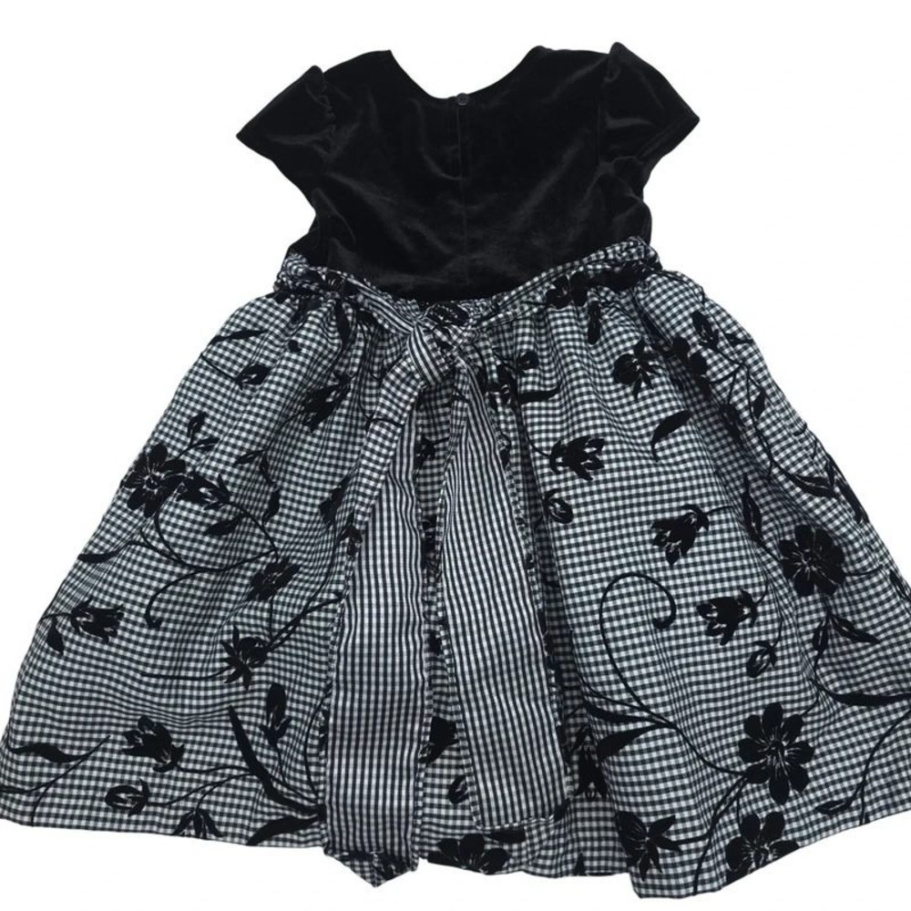 Velvet Gingham Floral Holiday Dress Marmellata Black Dress Toddler 3T